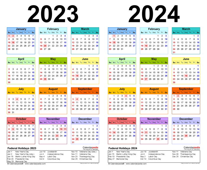 2023-2024 Monthly Planner Two Year Calendar Schedule Organizer January 2023 - December 2024 (24 Months) with Federal Holidays Cute cats cover