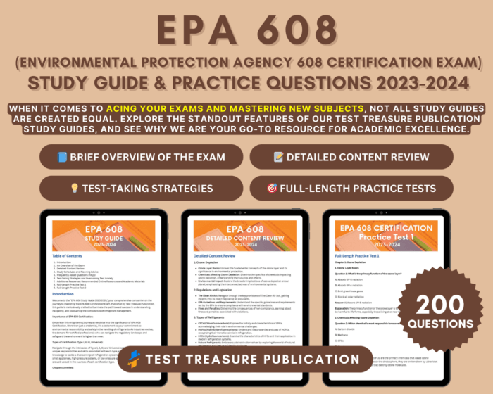 EPA 608 Study Guide 2023-2024 Test Prep Mastery to Ace the EPA 608 Certification Exam  In-Depth Review Practice Questions and Expert Answer Analysis