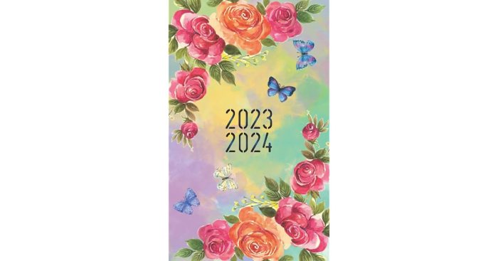 2023-2024 Pocket Planner 2 Year Monthly Calendar For Purse From January 2023 To December 2024 - Dachshund Cover