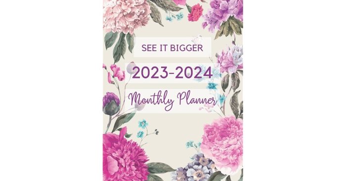 See It Bigger Planner 2023-2024 Monthly 2 Year Calendar Planner  24 Months Agenda January 2023 to December 2024 with Federal Holidays  Yearly At A ... Pages  Large Print Format  Floral Cover