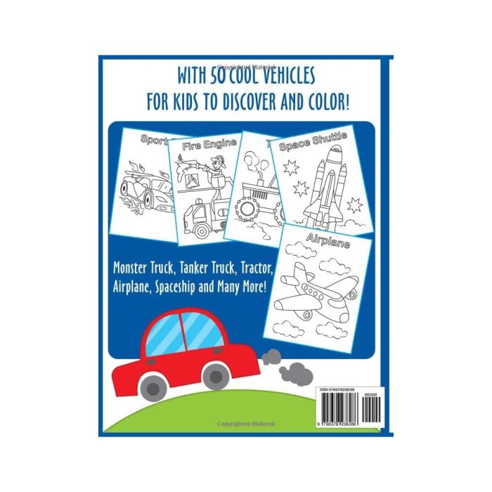 Vehicles Coloring Book 50 Easy Vehicles to Color and Learn for Toddlers Kids Preschool and Kindergarten  Coloring Activity Book For Boys And Girls (Ages 3+)