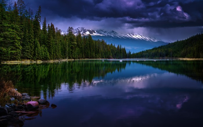 Lake evening background peaceful stormy