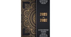 2023-2032 Ten Year Monthly Planner Art Parrot Cover 10 Year Monthly Planner Calendar Goals To Do List Organizer 120 Months with holidays From January 2023 to December 2032.