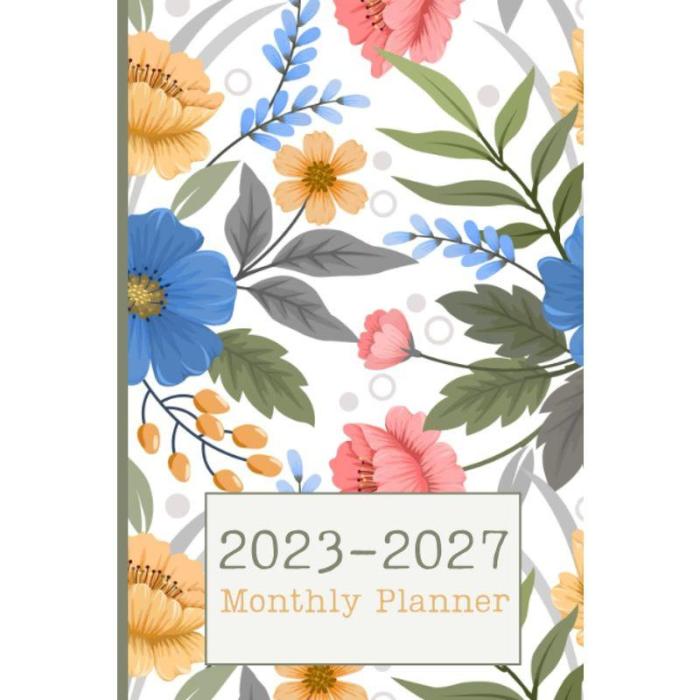 5 Year Monthly Planner 2023-2027 Vintage Flowers Five Year Monthly Planner From January 2023 To December 2027 - 60 Months Calendar Agenda Schedule ...  January 2023-December 2027'