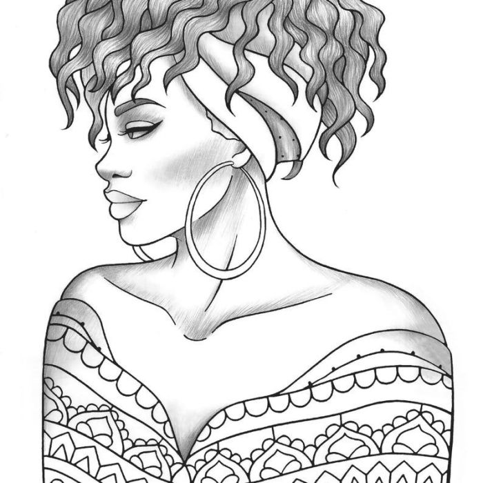 Black Woman Coloring Book Honoring the Beauty and Culture of Black and Brown African American Woman in Grayscale Coloring Book  For Stress Relief and Relaxation