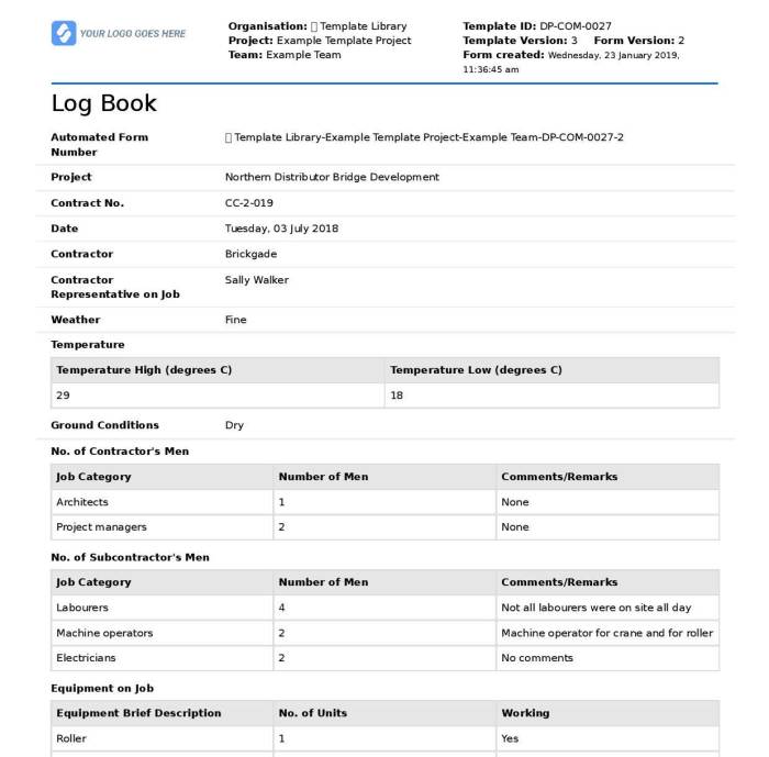 Construction Daily Log Book Construction Site Daily Log Book and Job Site Project Management Report for Recording Workforce Tasks Schedules Equipment and Daily Activities- Blue Cover