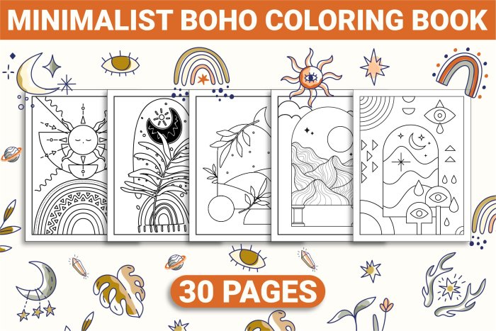 Minimalist Boho Coloring Book for Teens & Adults Landscape Designs for Relaxation and Stress Relief