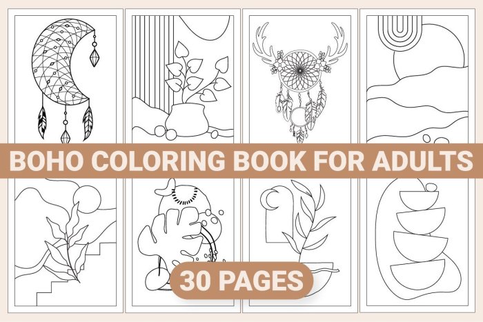 Minimalist Boho Coloring Book for Teens & Adults Landscape Designs for Relaxation and Stress Relief