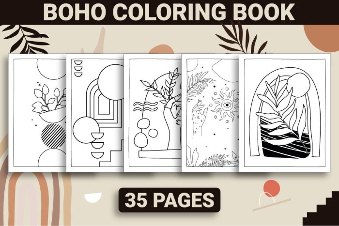 Minimalist Boho Coloring Book for Teens & Adults Landscape Designs for Relaxation and Stress Relief