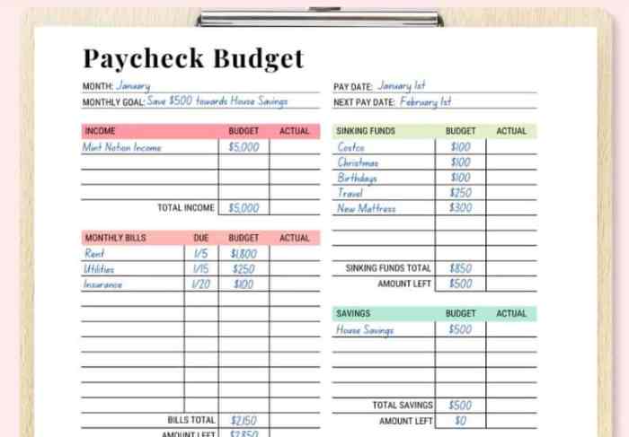 Bi Weekly Budget Planner Paycheck Budget Planner  Income & Expense Budgeting Workbook and Balance Tracker