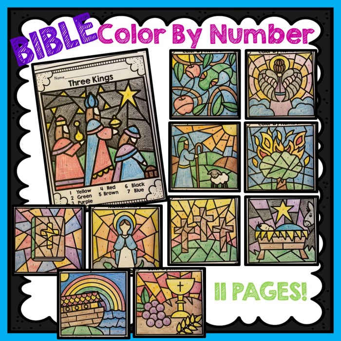 Bible Color By Number Easy Christian Coloring Activity for Kids 4-8