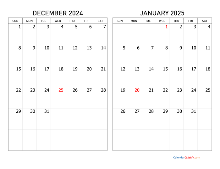 Monthly Planner 2024-2025 2 Year Calendar with Holidays & Quotes - from January 24 through December 25