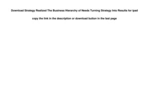 Strategy Realized - The Business Hierarchy of Needs® Turning Strategy Into Results