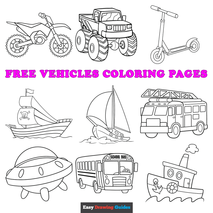 Vehicles Coloring Book 50 Easy Vehicles to Color and Learn for Toddlers Kids Preschool and Kindergarten  Coloring Activity Book For Boys And Girls (Ages 3+)