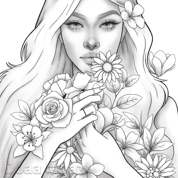 Coloring pages adult people girl hair getdrawings