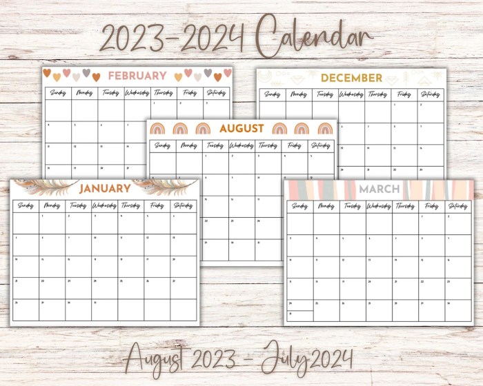 Monthly Planner 2023-2024 Rainbow Boho Calendar 2023 2024 - Cute Agenda For Women with To Do List Goals Holidays Notes and Schedule  Slim Large 8 x 10