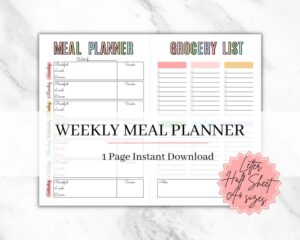 2022 Weekly Meal Planner and Grocery List With Blank Recipe Pages 52 Weeks For Healthy Eating Meal Prep Calendar Meal Planner Notepad Meal Plan Calendar