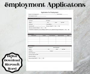 Employment application forms Book  job application form  120 Pages  8.5' x 11' inches.