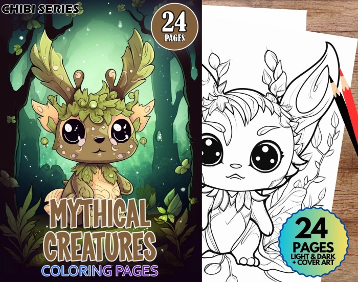 Kawaii Fantasy Creatures Coloring Book Adults and Teen Coloring Book Featuring Mythical Creatures Dragons and Unicorns for Stress Relief and Relaxation