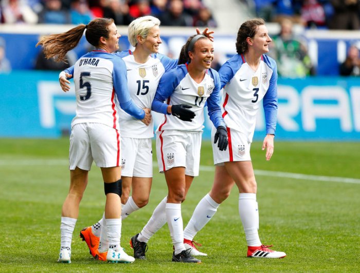 Celebrate morgan alex soccer cup world goal megan rapinoe team match tuesday left during women womens hartmann reuters christian goals