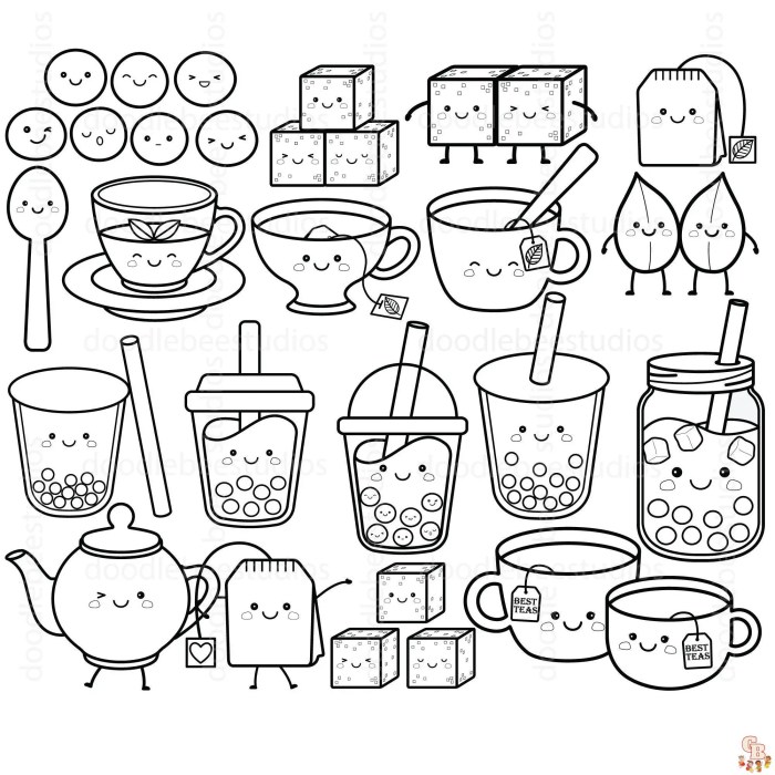 Kawaii Bubble Tea Delight Coloring Book A Dreamy World of Bubble Tea Delights With Adorable Cute Illustrations For Stress Relief & Relaxation