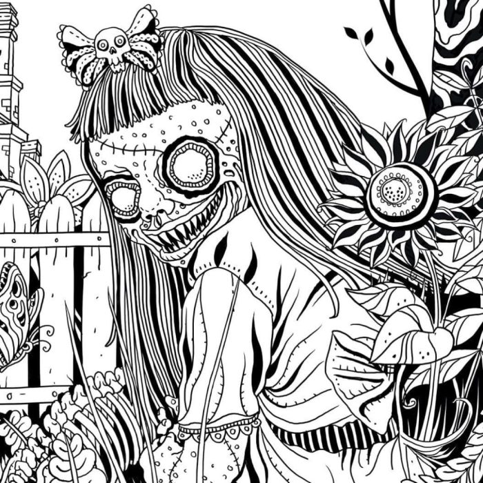 Horror Coloring Book for Adults 50 Spine-Chilling Coloring Pages for Relaxation and Stress Relief