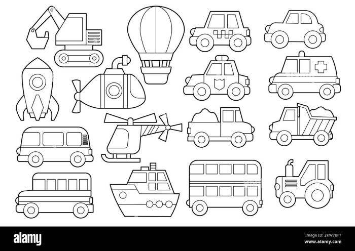 Vehicles Coloring Book 50 Easy Vehicles to Color and Learn for Toddlers Kids Preschool and Kindergarten  Coloring Activity Book For Boys And Girls (Ages 3+)