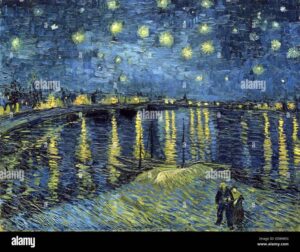 Night starry gogh van impressionist over sky paintings rhone avoid reproduction rhône painted paint did hand using he our