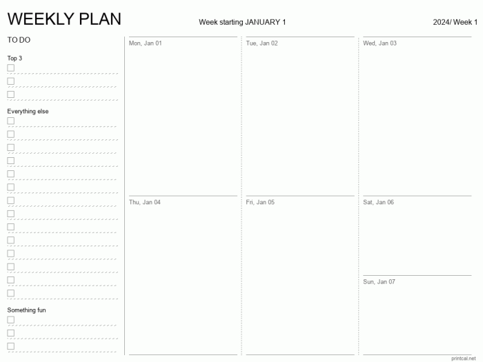 Weekly calendar planner printable template planners templates pdf