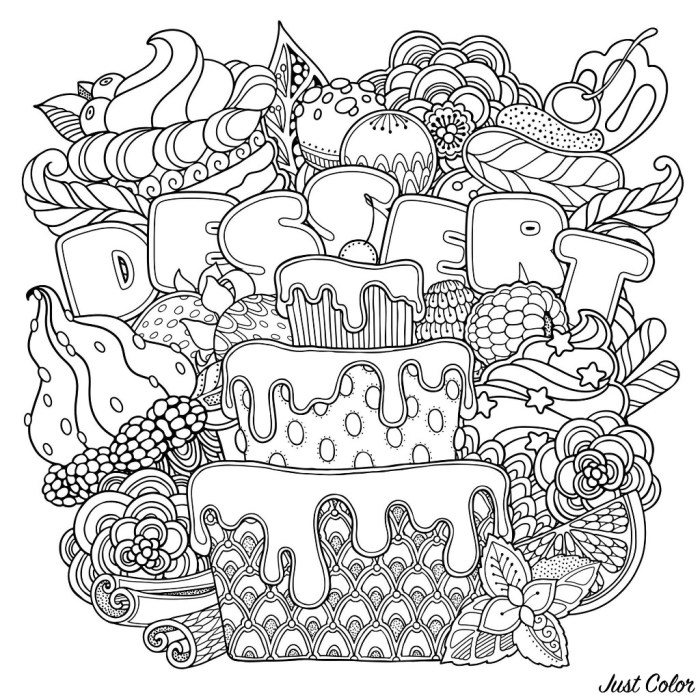 Sweet Treats 40 fun pages coloring book Delicious Desserts cute images of adorable Cupcakes  Ice Cream cakes for girls ages 4-8 gift